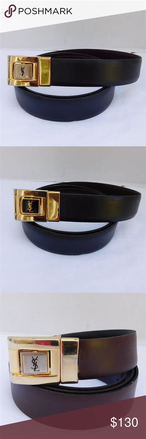 ysl blue belt gold ysl buckle|vintage YSL belt buckle.